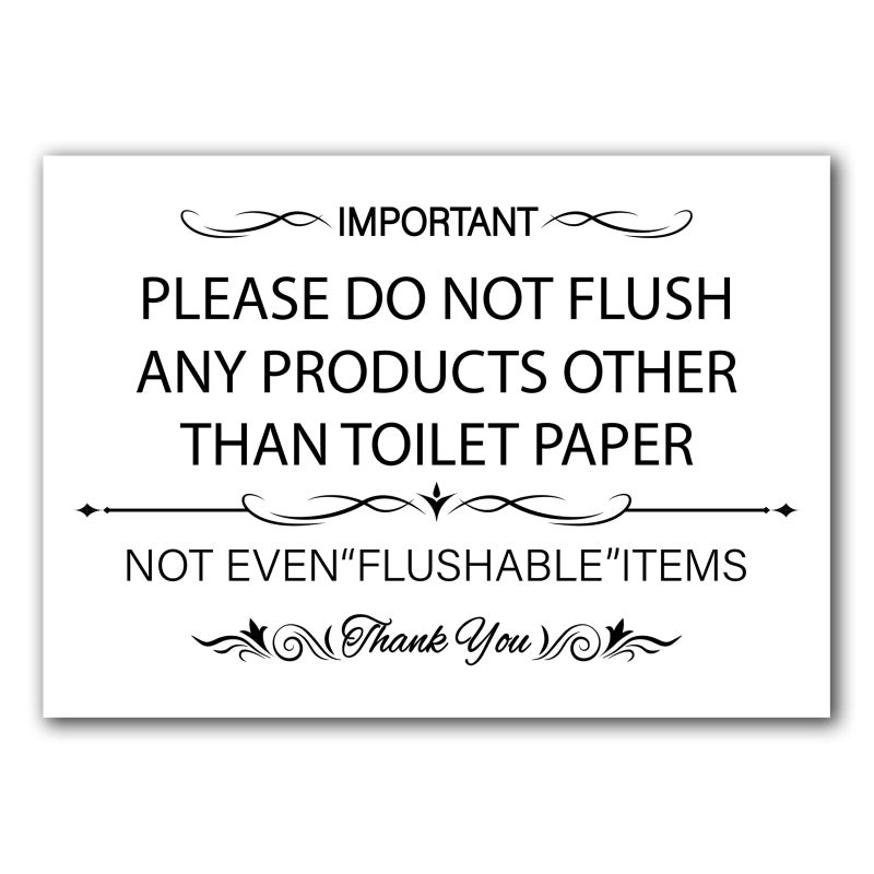 LONGMUU Please Do Not Flush Sign for Bathroom, Waterproof Do Not Flush Anything Except Toilet Paper Sign Self-adhesive Restroom Etiquette Sticker for Business and Home(White) - Image 1